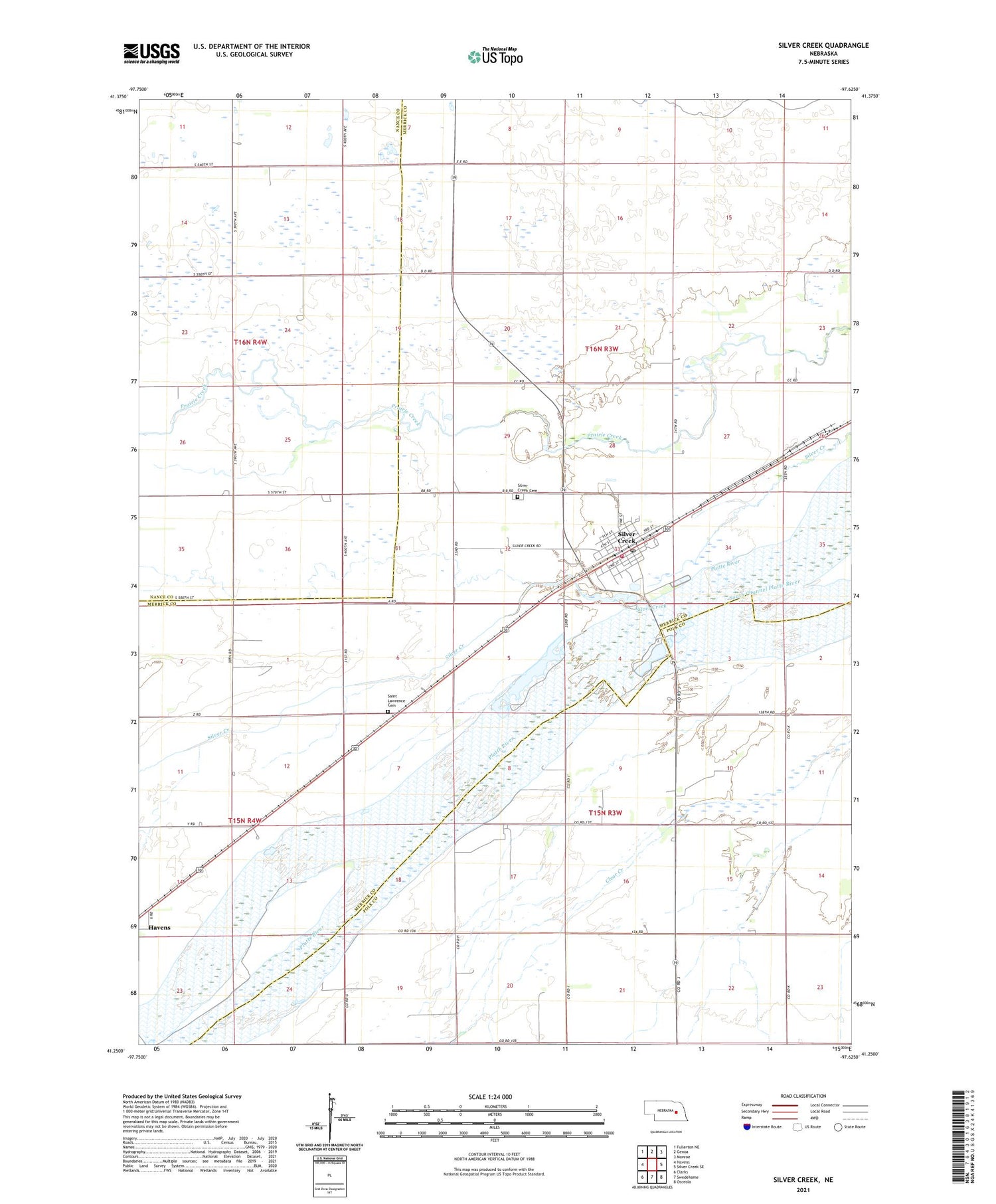 Silver Creek Nebraska US Topo Map Image