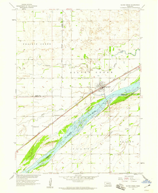 Classic USGS Silver Creek Nebraska 7.5'x7.5' Topo Map Image