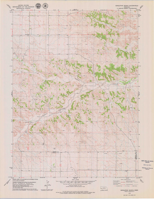 Classic USGS Singleton Ranch Nebraska 7.5'x7.5' Topo Map Image
