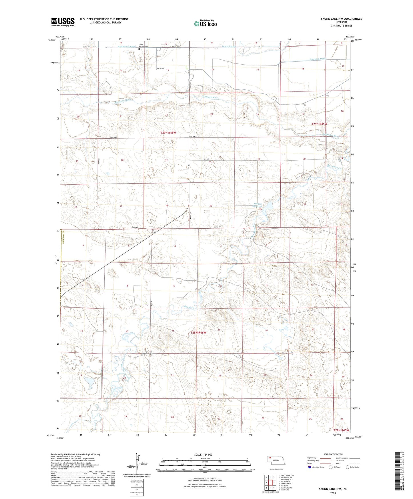 Skunk Lake NW Nebraska US Topo Map Image