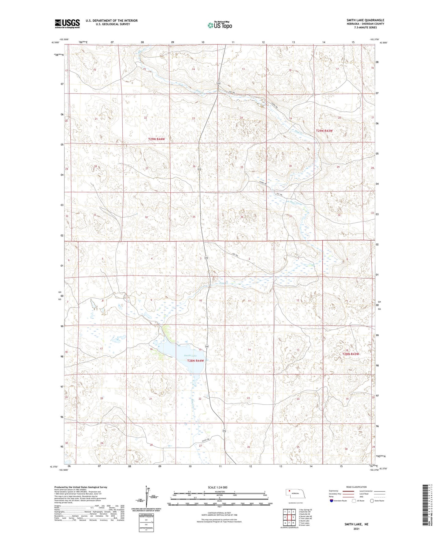 Smith Lake Nebraska US Topo Map Image