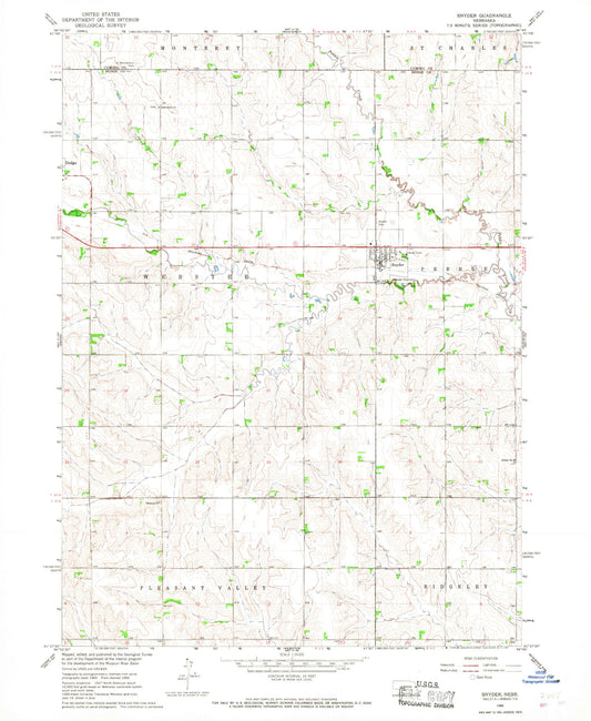 Classic USGS Snyder Nebraska 7.5'x7.5' Topo Map Image