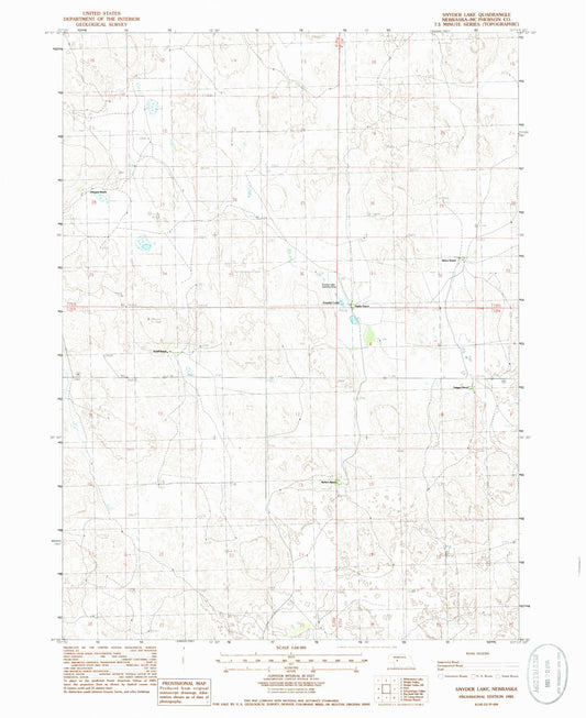 Classic USGS Snyder Lake Nebraska 7.5'x7.5' Topo Map Image