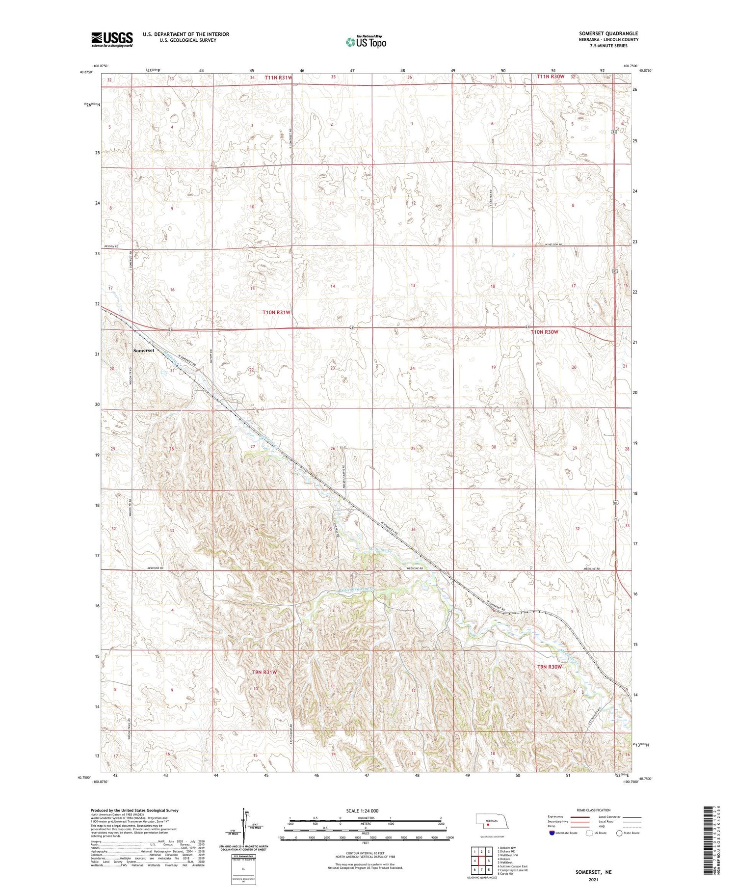 Somerset Nebraska US Topo Map Image