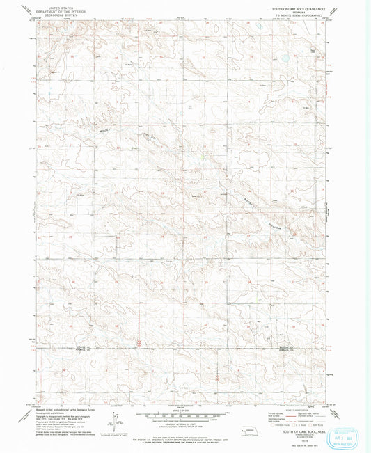 Classic USGS South of Gabe Rock Nebraska 7.5'x7.5' Topo Map Image
