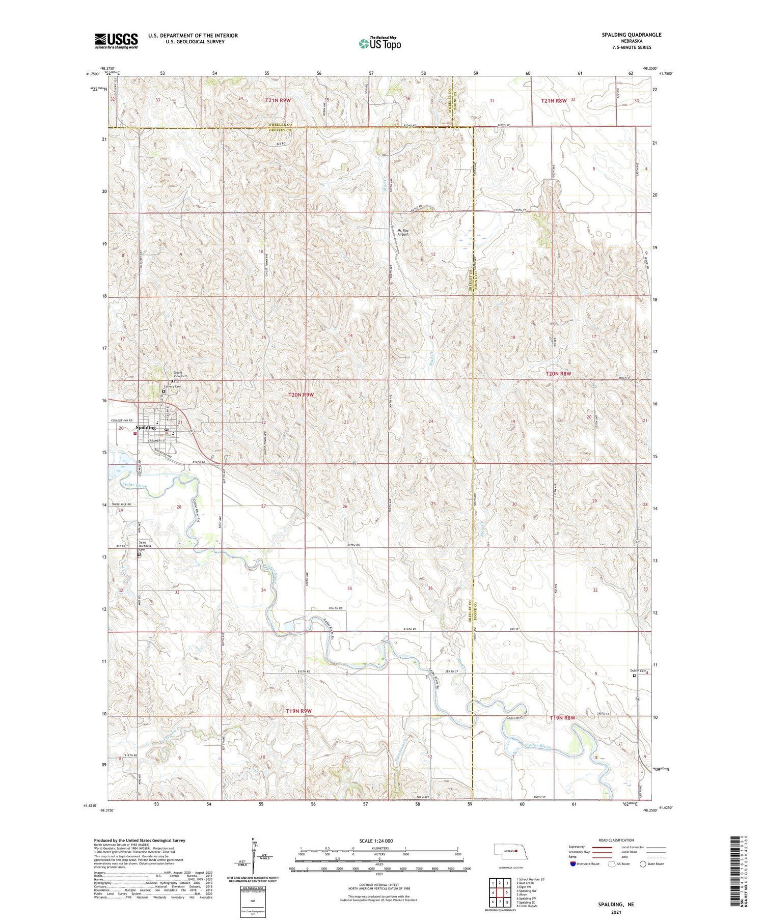 Spalding Nebraska US Topo Map Image