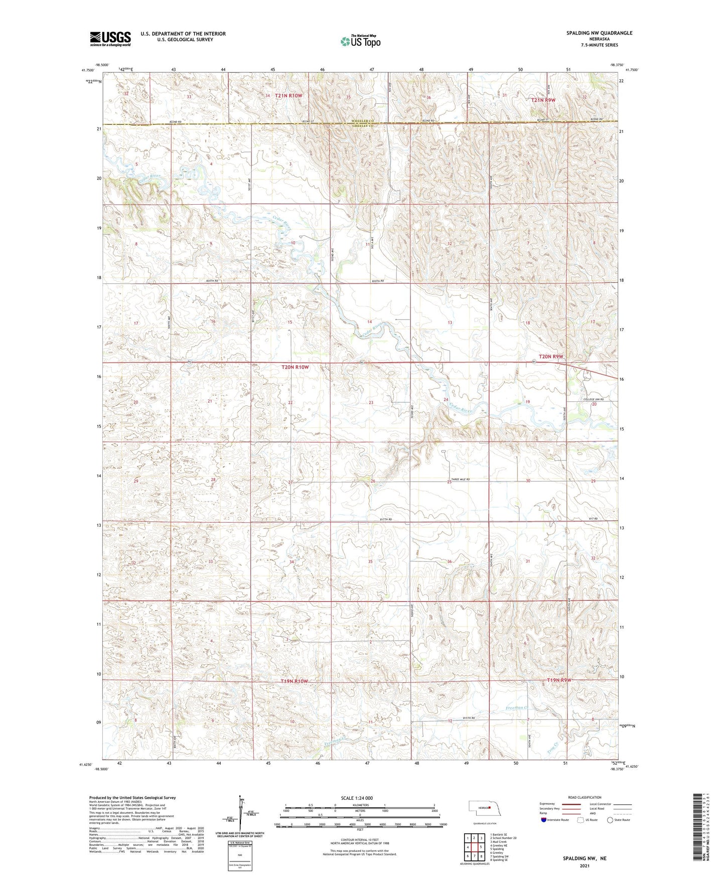 Spalding NW Nebraska US Topo Map Image