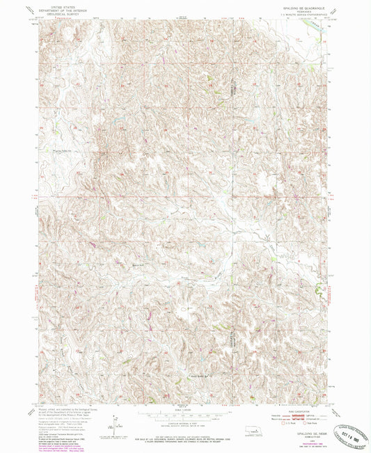 Classic USGS Spalding SE Nebraska 7.5'x7.5' Topo Map Image