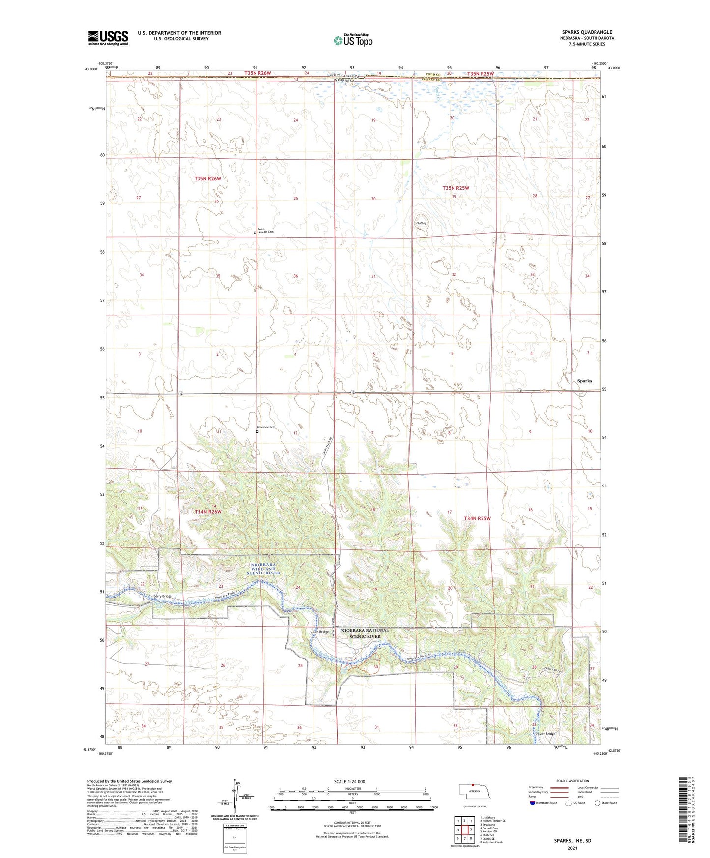 Sparks Nebraska US Topo Map Image
