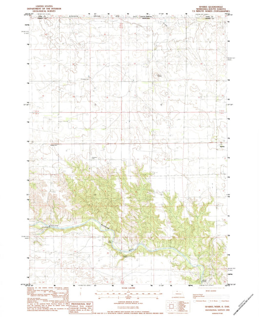 Classic USGS Sparks Nebraska 7.5'x7.5' Topo Map Image