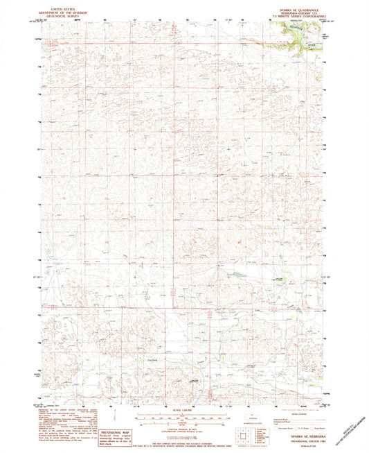 Classic USGS Sparks SE Nebraska 7.5'x7.5' Topo Map Image