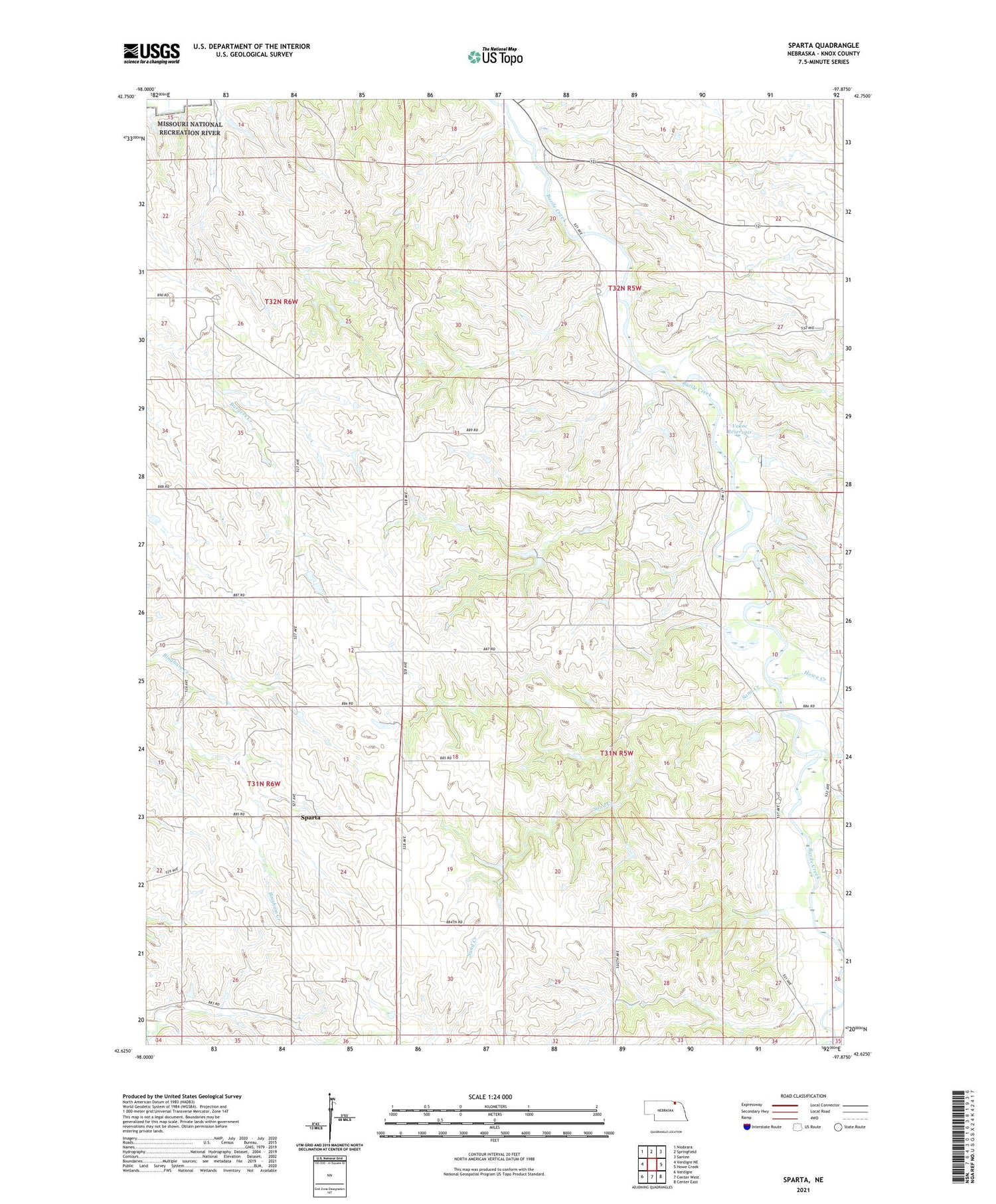 Sparta Nebraska US Topo Map Image