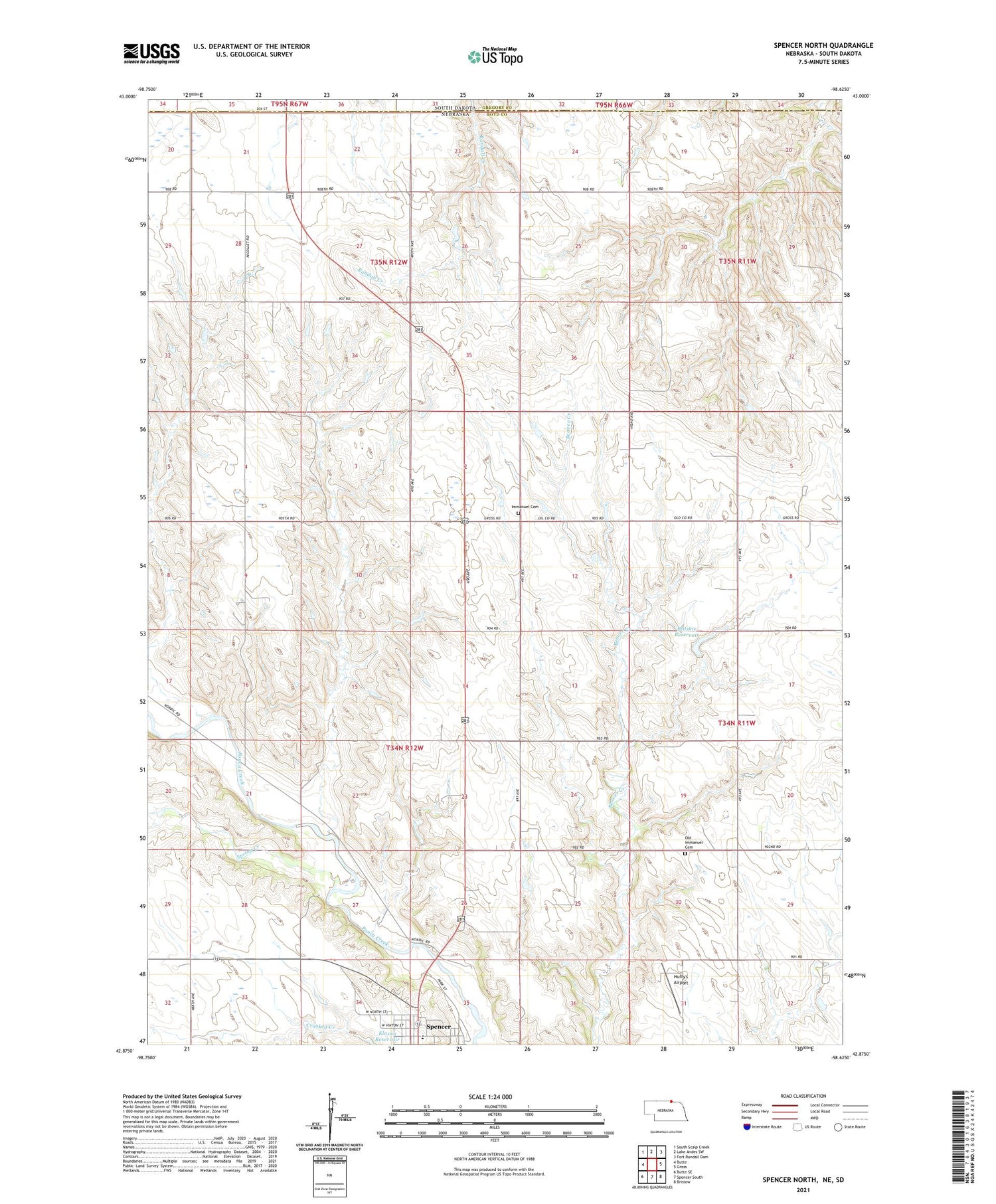 Spencer North Nebraska US Topo Map Image