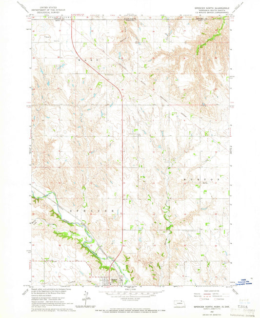 Classic USGS Spencer North Nebraska 7.5'x7.5' Topo Map Image