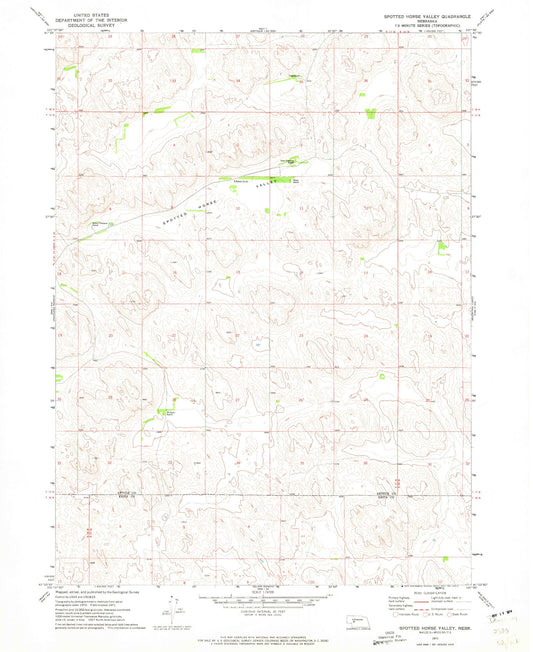Classic USGS Spotted Horse Valley Nebraska 7.5'x7.5' Topo Map Image
