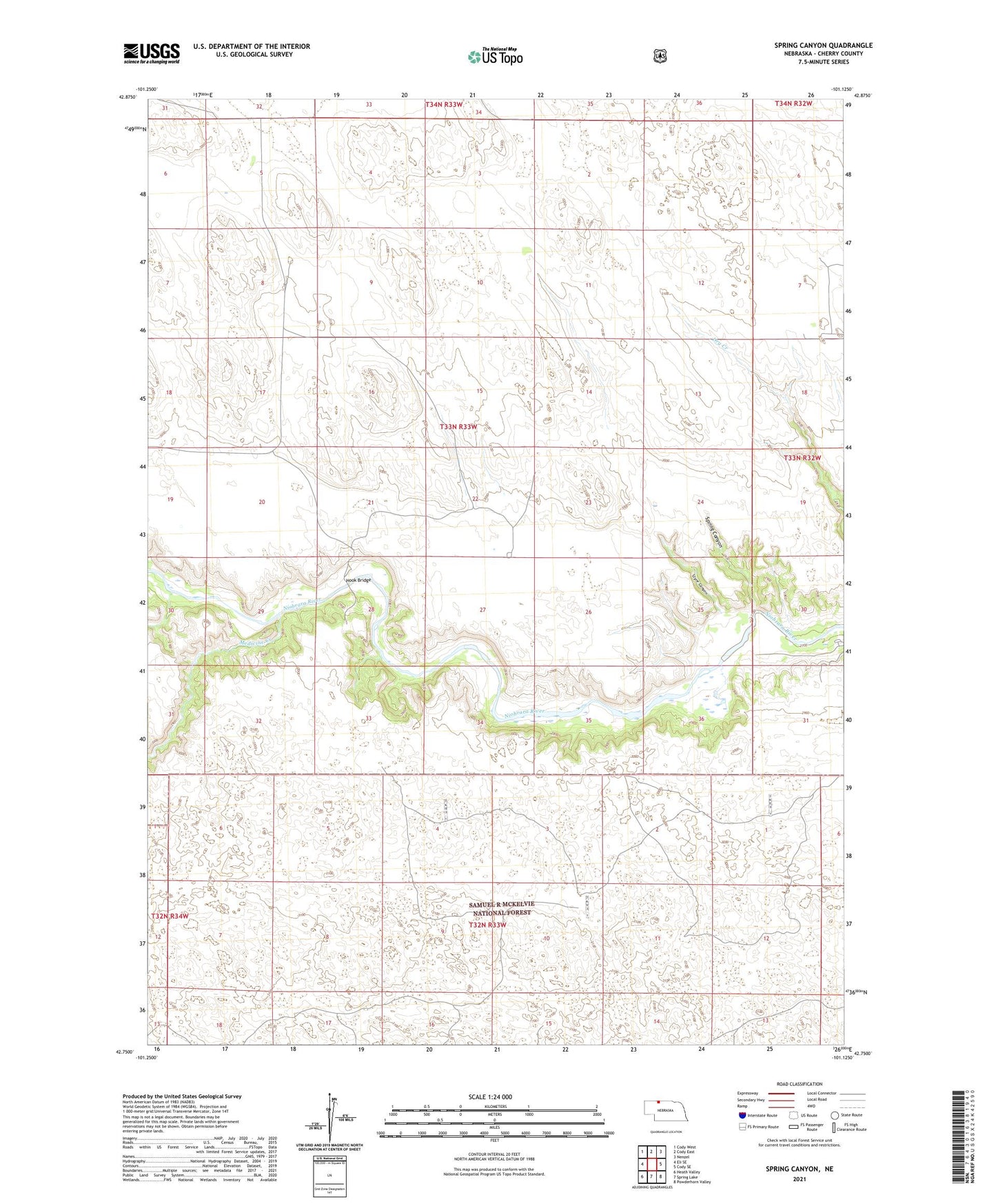 Spring Canyon Nebraska US Topo Map Image