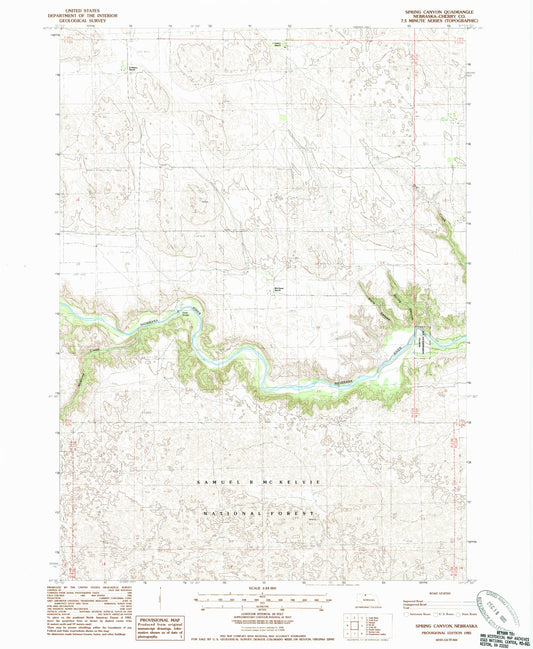 Classic USGS Spring Canyon Nebraska 7.5'x7.5' Topo Map Image