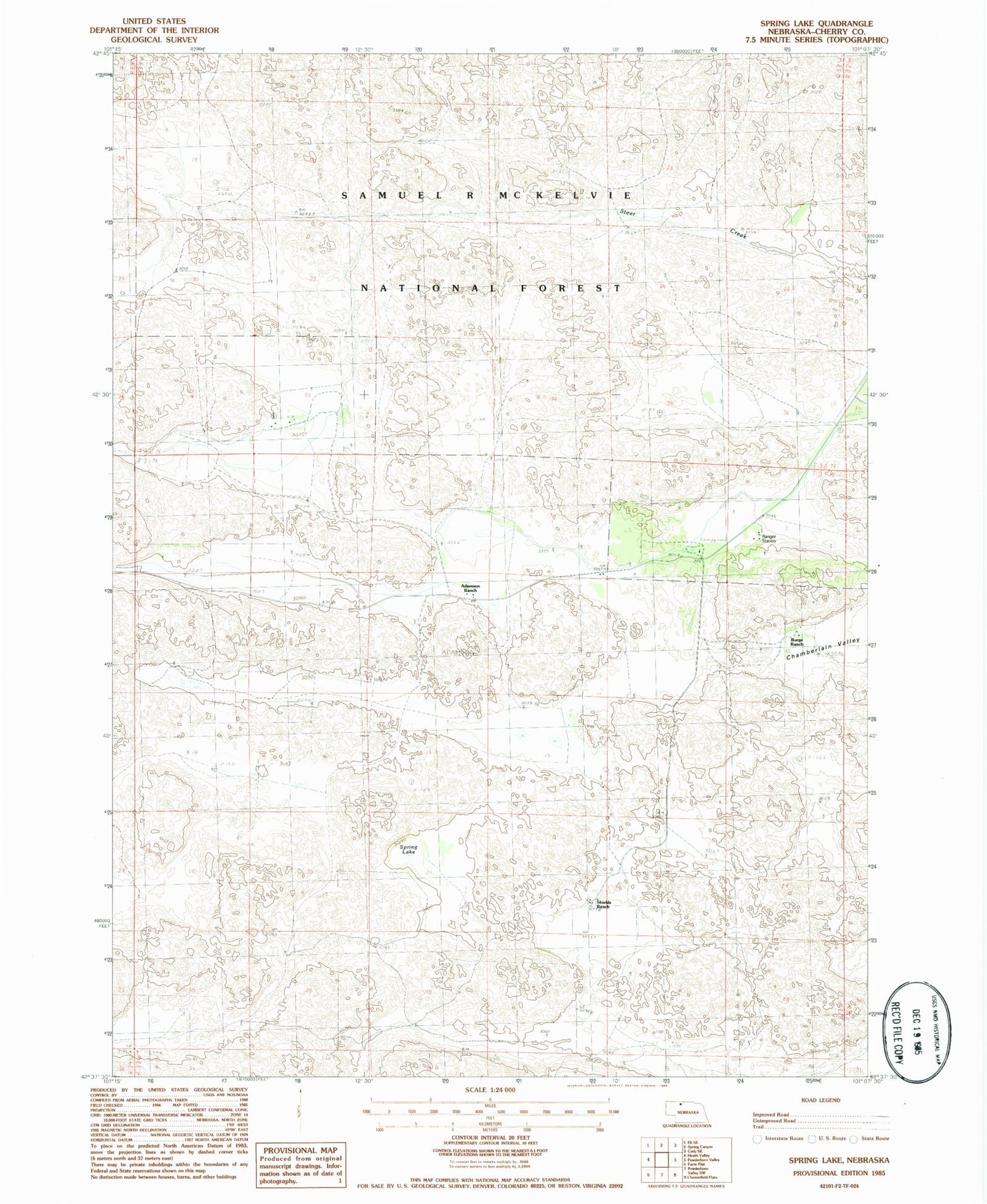 Classic USGS Spring Lake Nebraska 7.5'x7.5' Topo Map Image