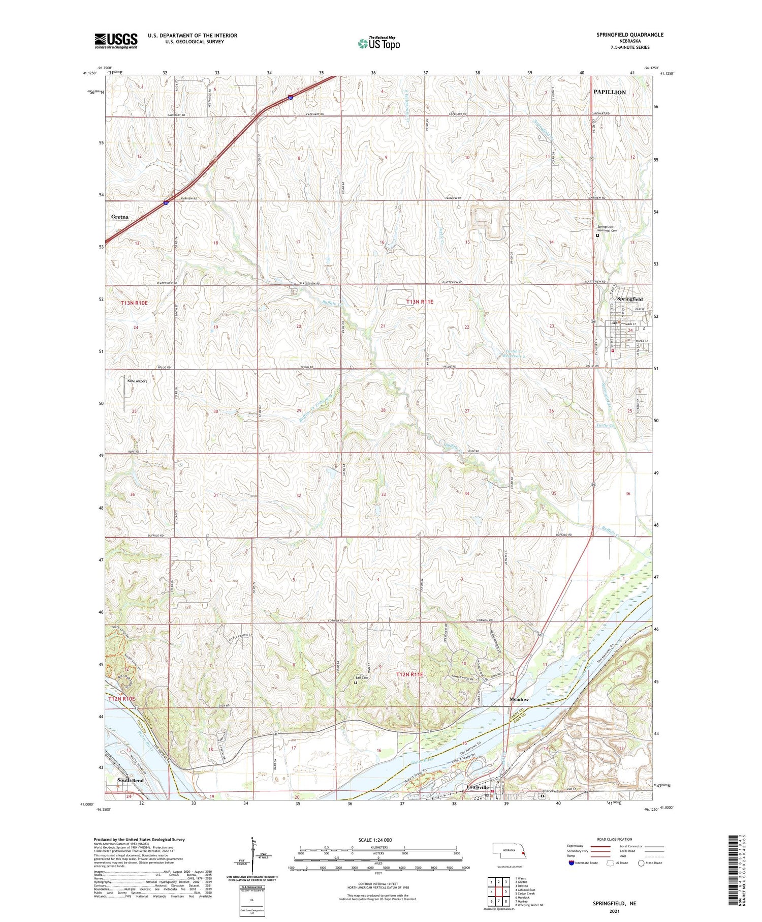 Springfield Nebraska US Topo Map Image