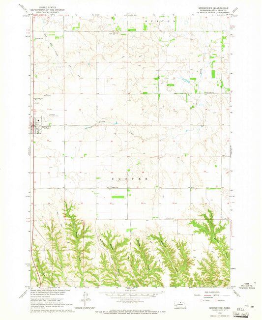 Classic USGS Springview Nebraska 7.5'x7.5' Topo Map Image