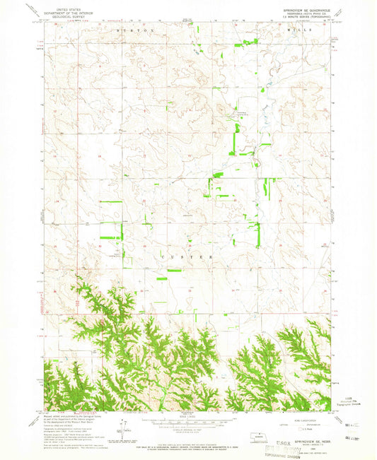 Classic USGS Springview SE Nebraska 7.5'x7.5' Topo Map Image