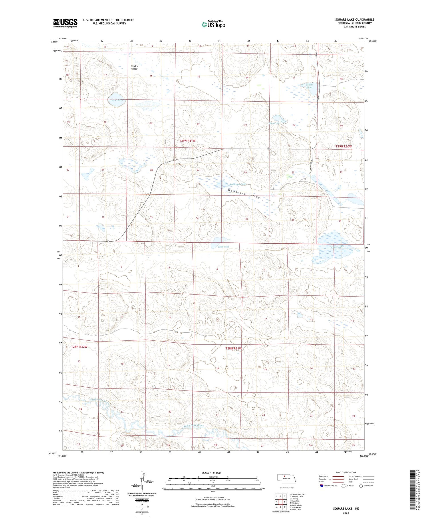 Square Lake Nebraska US Topo Map Image