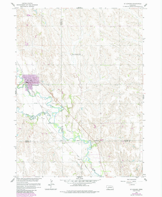 Classic USGS Saint Edward Nebraska 7.5'x7.5' Topo Map Image