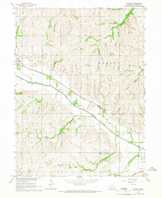 Classic USGS Saint Mary Nebraska 7.5'x7.5' Topo Map Image