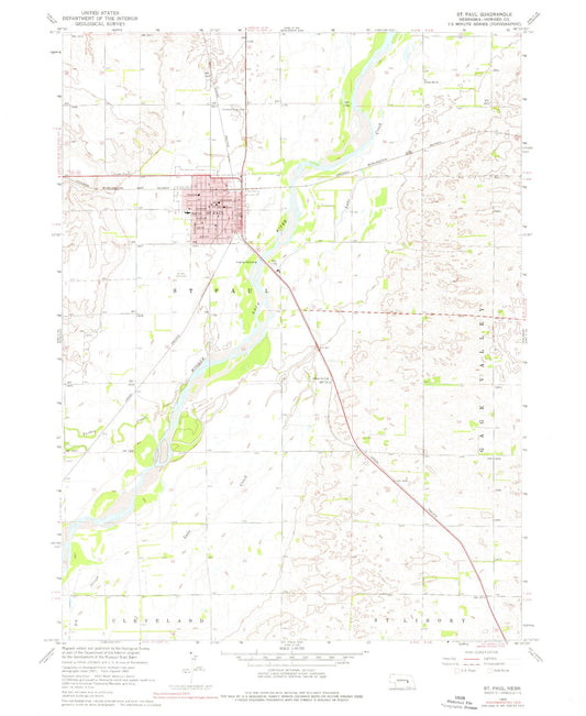 Classic USGS Saint Paul Nebraska 7.5'x7.5' Topo Map Image