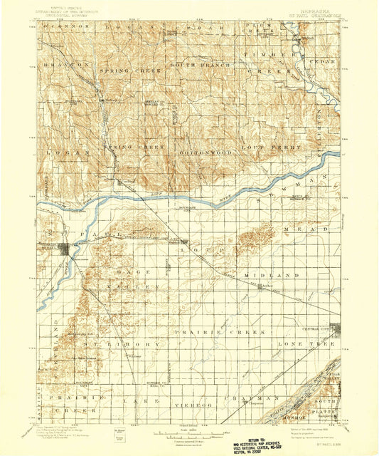 Historic 1899 Saint Paul Nebraska 30'x30' Topo Map Image