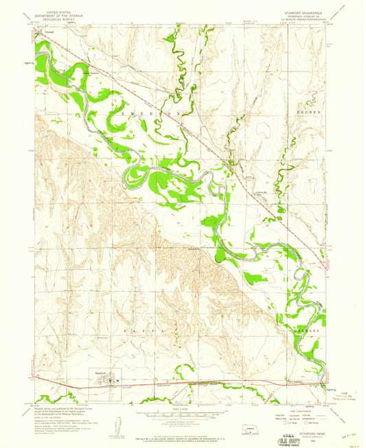 Classic USGS Stamford Nebraska 7.5'x7.5' Topo Map Image