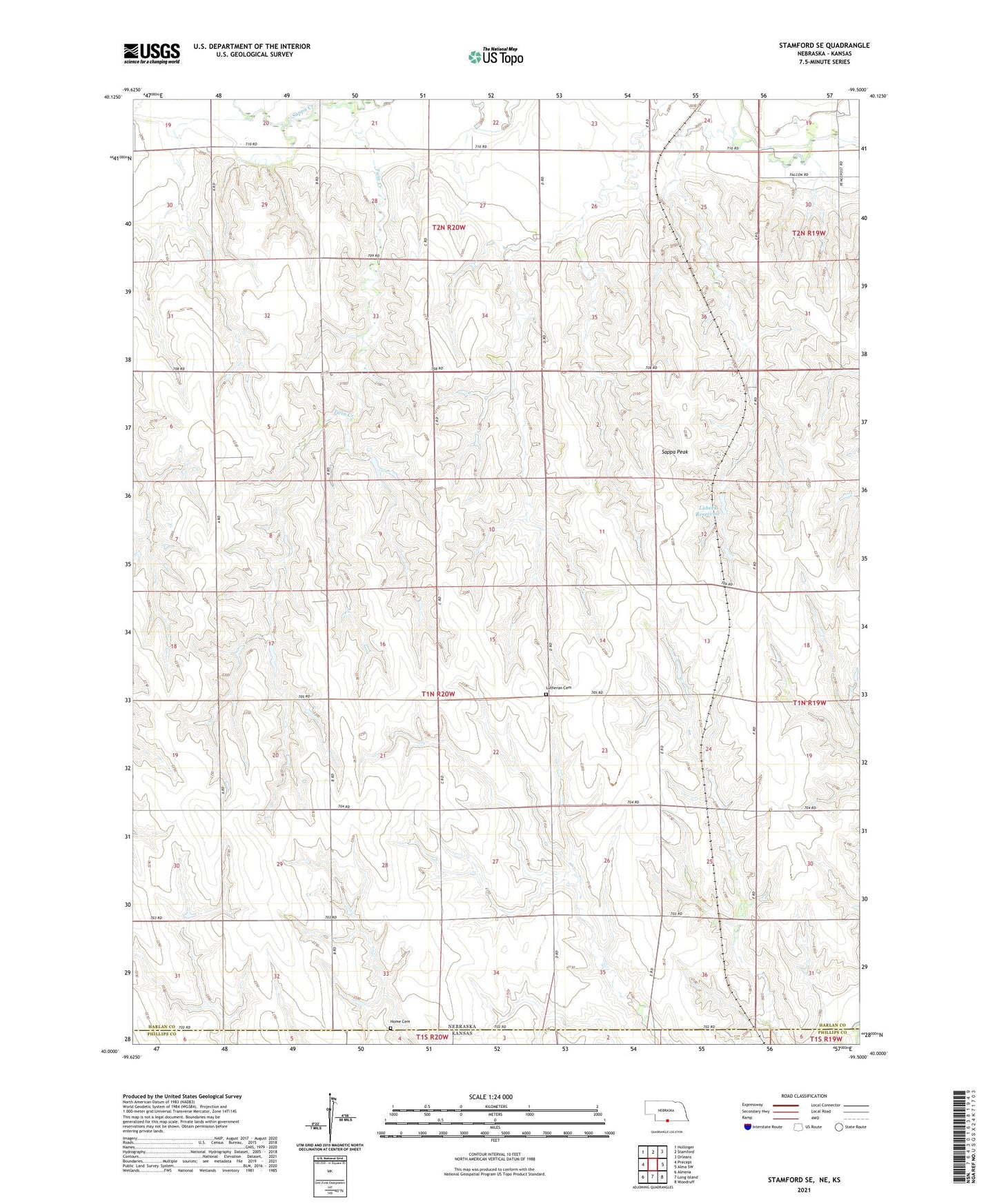 Stamford SE Nebraska US Topo Map Image