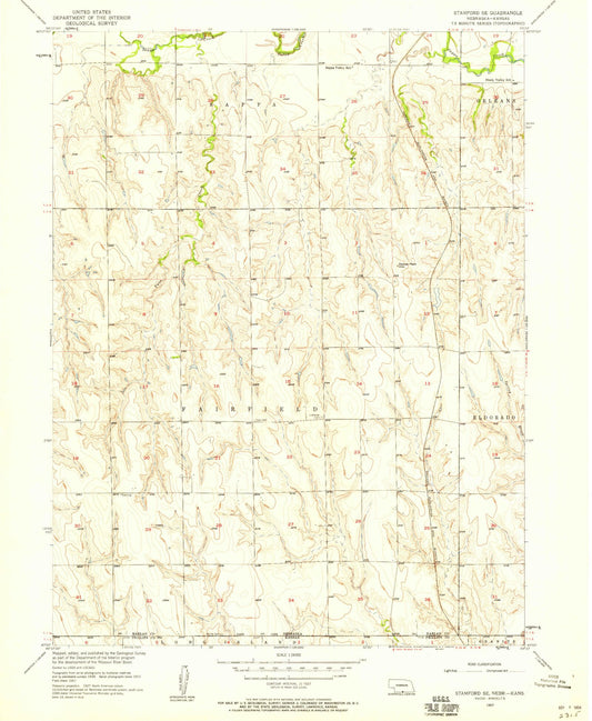 Classic USGS Stamford SE Nebraska 7.5'x7.5' Topo Map Image