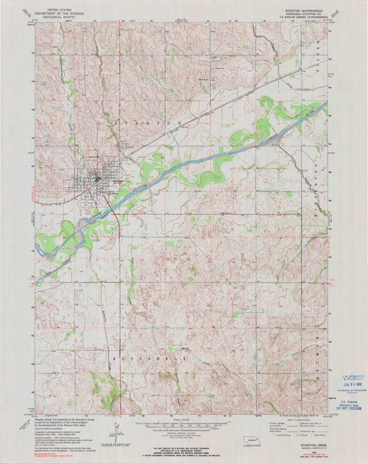 Classic USGS Stanton Nebraska 7.5'x7.5' Topo Map Image