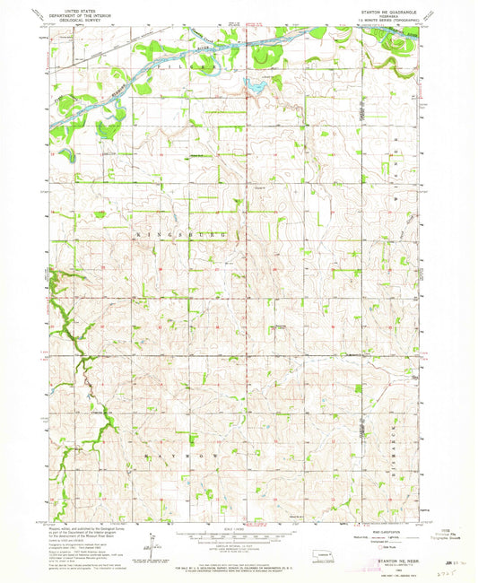 Classic USGS Stanton NE Nebraska 7.5'x7.5' Topo Map Image