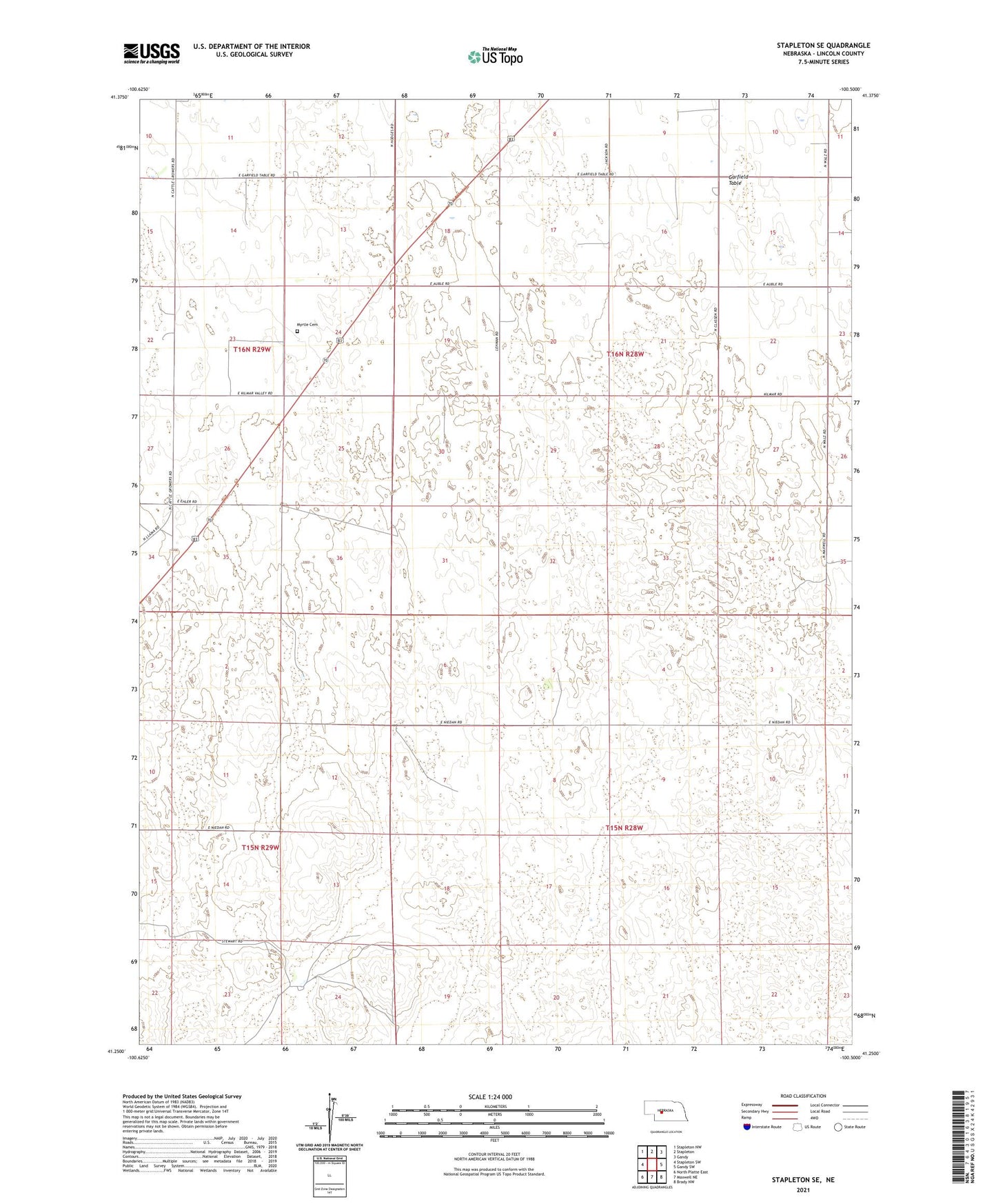 Stapleton SE Nebraska US Topo Map Image