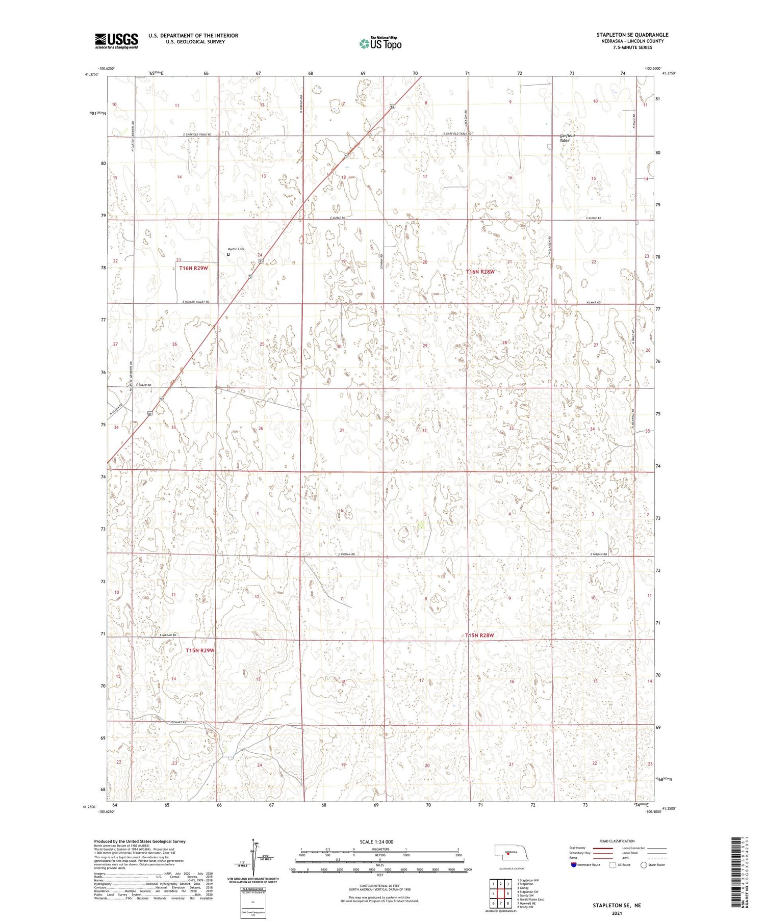 Stapleton SE Nebraska US Topo Map Image