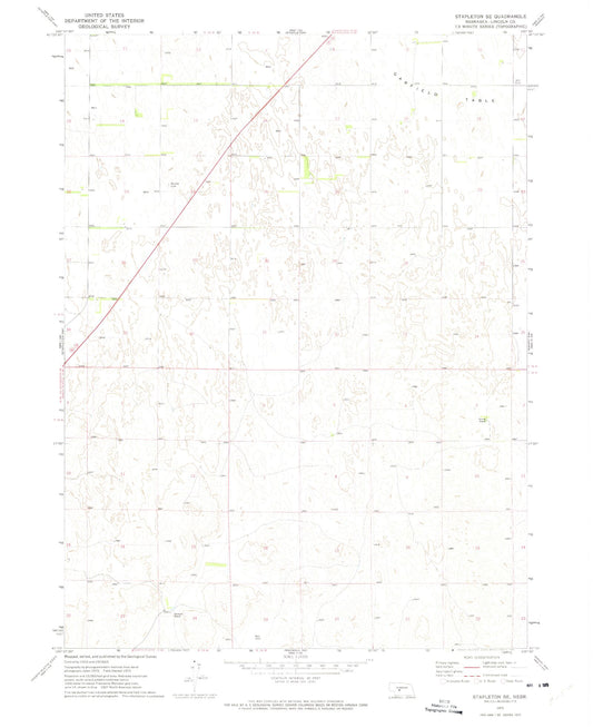 Classic USGS Stapleton SE Nebraska 7.5'x7.5' Topo Map Image