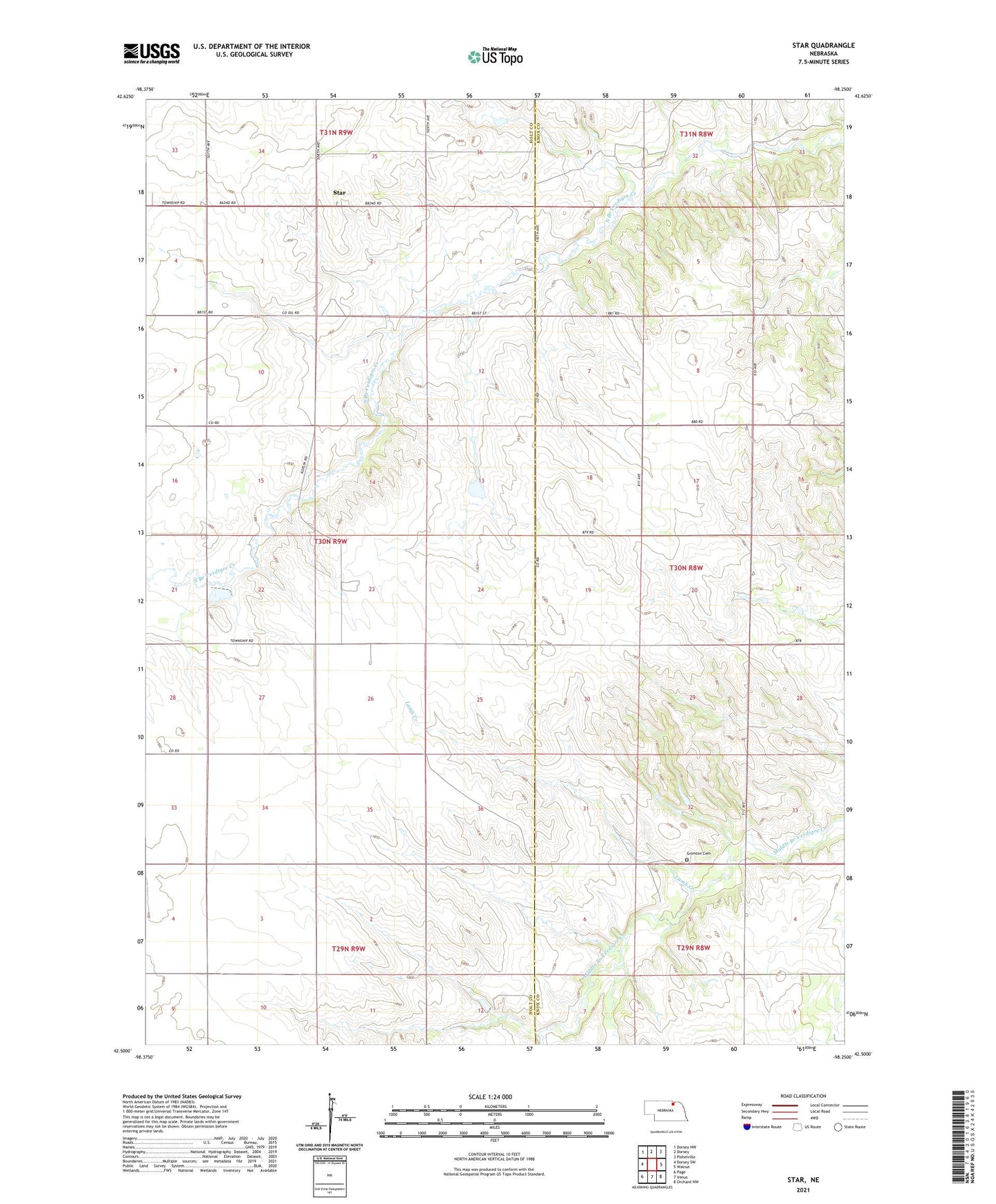 Star Nebraska US Topo Map Image