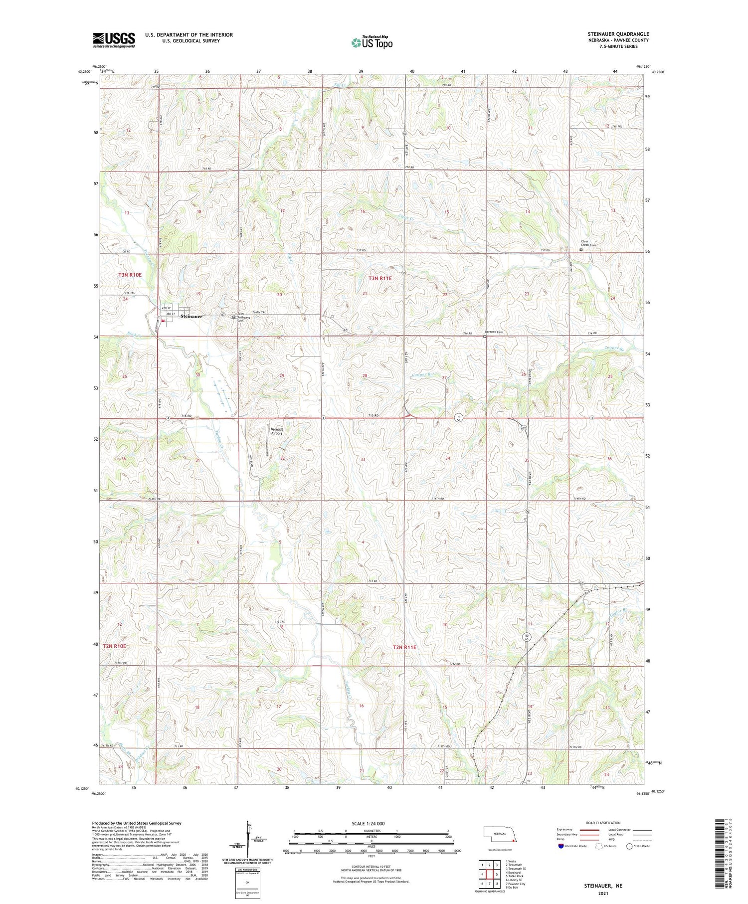 Steinauer Nebraska US Topo Map Image