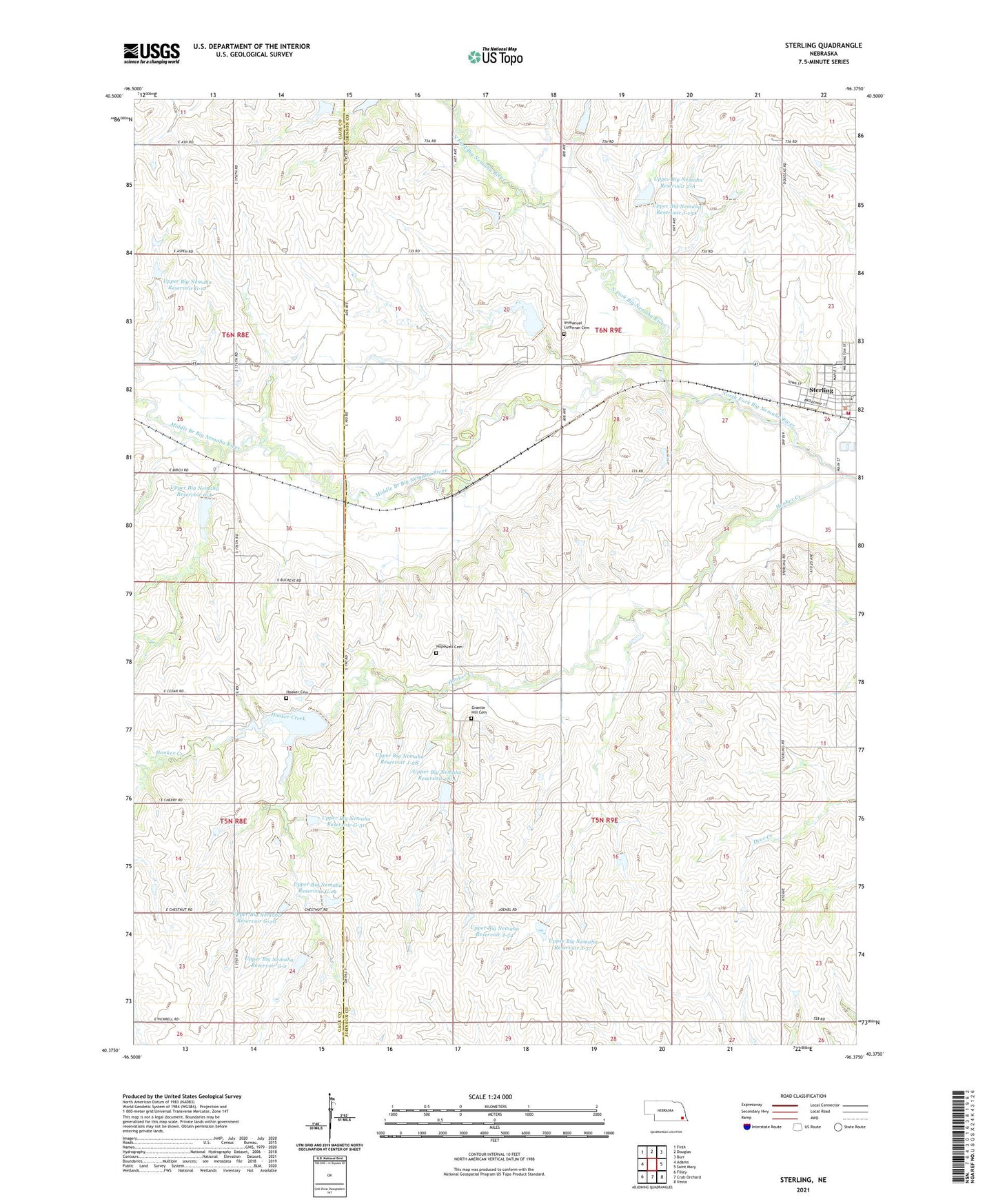 Sterling Nebraska US Topo Map Image