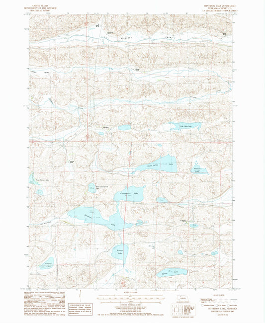 Classic USGS Steverson Lake Nebraska 7.5'x7.5' Topo Map Image