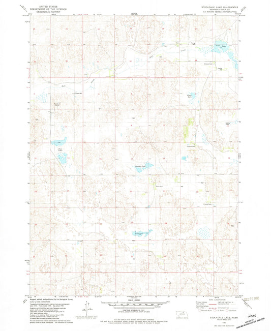 Classic USGS Stockdale Lake Nebraska 7.5'x7.5' Topo Map Image