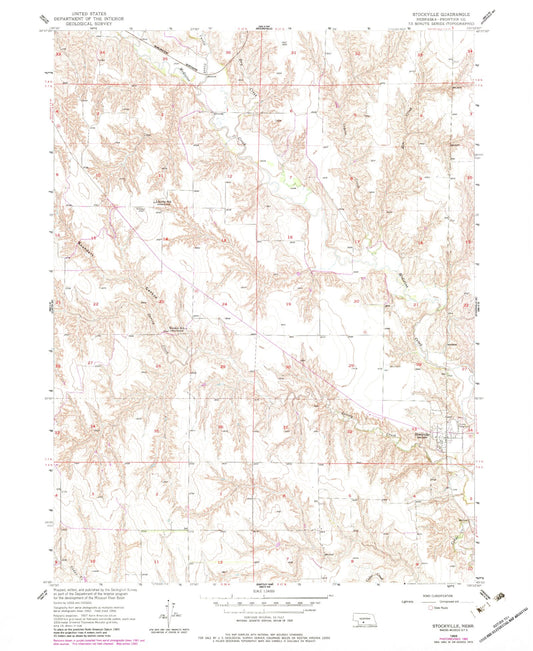 Classic USGS Stockville Nebraska 7.5'x7.5' Topo Map Image