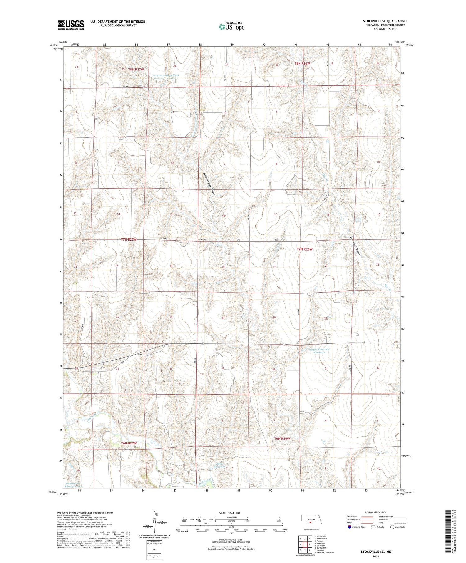 Stockville SE Nebraska US Topo Map Image