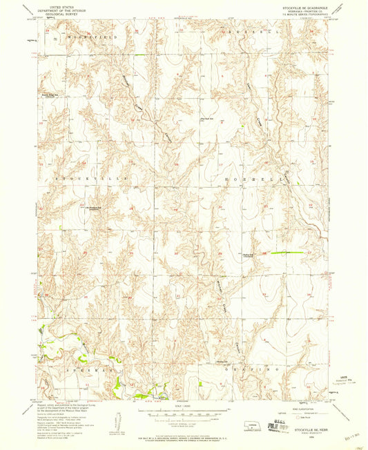 Classic USGS Stockville SE Nebraska 7.5'x7.5' Topo Map Image