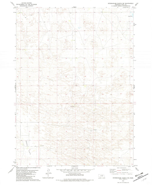 Classic USGS Stonehouse Ranch NE Nebraska 7.5'x7.5' Topo Map Image