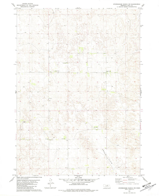 Classic USGS Stonehouse Ranch NW Nebraska 7.5'x7.5' Topo Map Image