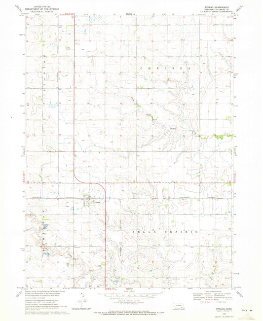 Classic USGS Strang Nebraska 7.5'x7.5' Topo Map Image