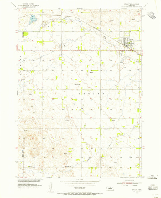Classic USGS Stuart Nebraska 7.5'x7.5' Topo Map Image